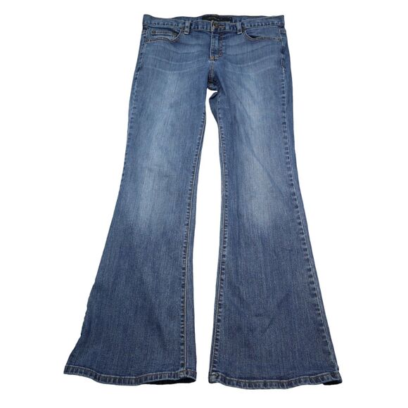 Calvin Klein Pants Womens 10 Blue Mid Rise Flat Front Flare Denim Jeans - Picture 1 of 16